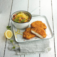 Hähnchen Schnitzel m.Knusperpanade gebr. "Salomon" 25x160g/Krt., 4Kg/Krt.