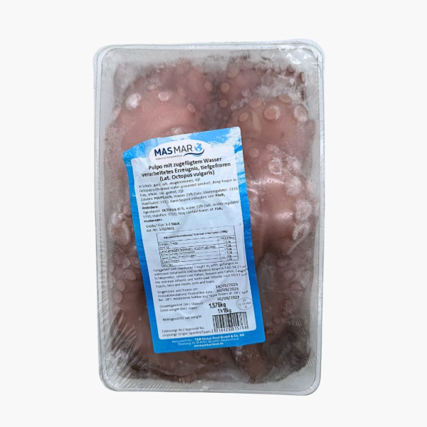 MAS MAR Pulpo (Octopus vulgaris) roh tiefgefroren mit Wasserzusatz – ca. 1–2 kg brutto