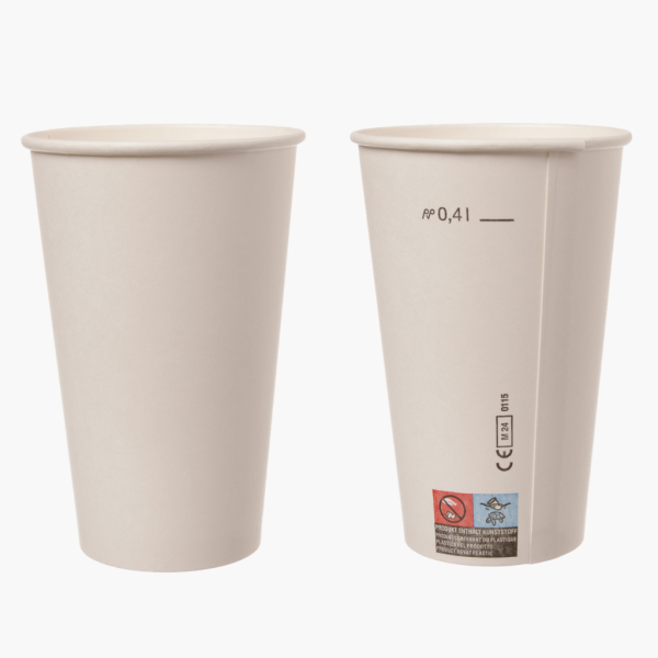 Kaffeebecher 400 ml Pappe (Einwandig) – Einweg (50 St./Pck.)