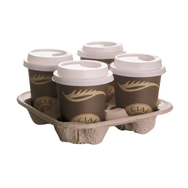 Becherträger für 4 Coffee-to-go-Becher aus Recyclingpapier 210×210×40 mm (90 St./Pck.)