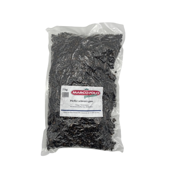 Pfeffer schwarz ganz "Marco Polo, 10x1kg/Krt.,Btl.