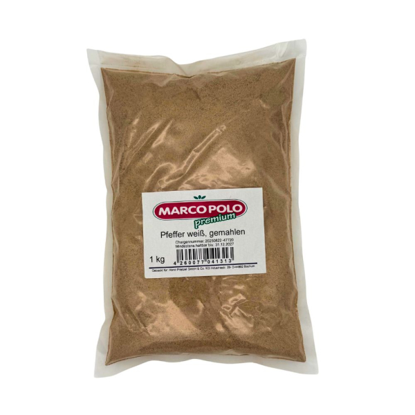 Pfeffer weiß gemahlen "Marco Polo", 10x1kg/Krt.,Btl.