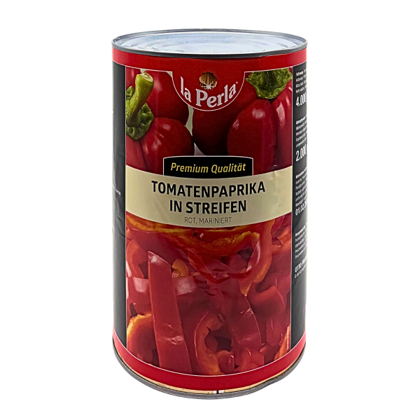 Tomatenpaprika rot in Streifen "La Perla" ATG 2000g, 6x4100g/Krt., Dose
