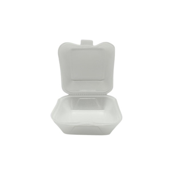 Hamburger-Box weiß PS (125×125×70 mm) – Iso-Klappbox Einweg (100 St./Pck.)