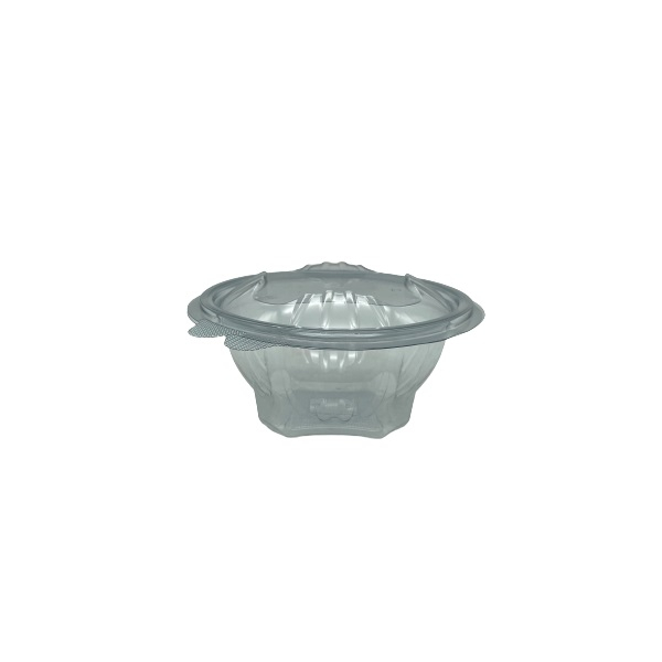 Salatbox PET rund 500 ml transparent mit anh. Deckel (155×156×68 mm) – Einweg (50 St./Pck.)